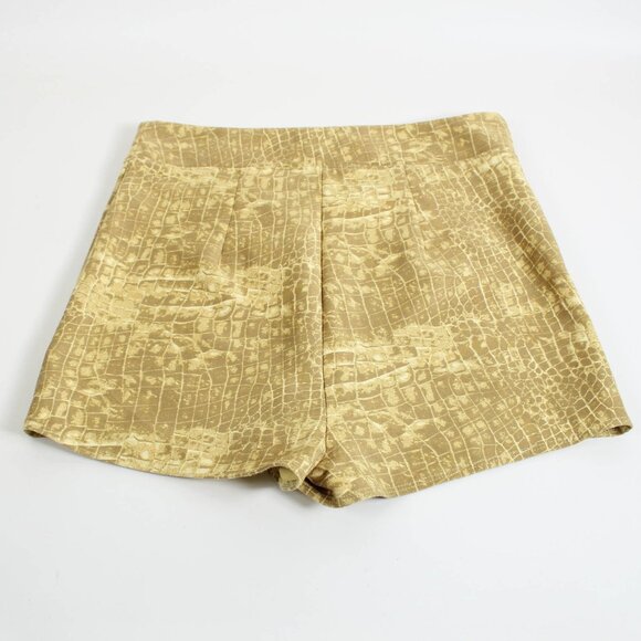 Urban Outfitters Yellow Snakeskin High Rise Shorts Large Zipper Detail - Picture 4 of 12